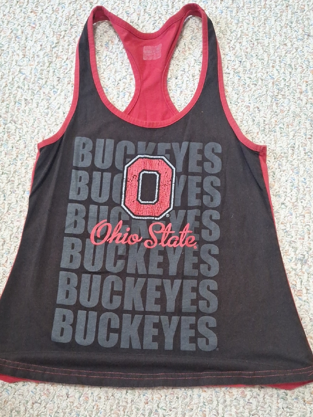 Ohio State Buckeyes Black & Red Racerback Tank